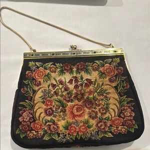 Vintage 50s Floral Tapestry Evening Bag